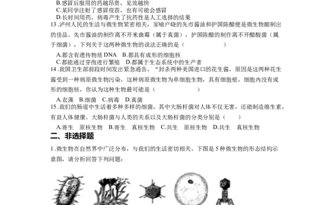 专题19生物圈中的微生物（原卷版）_6生物中考复习_2024年中考复习资料_一轮复习资料_完精准复习课件精讲ppt+习题精练备战2024年中考生物一轮复习全考点通关_配套练习