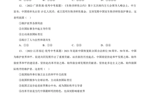 专题22世界舞台上的中国（原卷版）_9道法中考复习_2023年中考复习资料_一轮复习_备考无忧2023年中考道德与法治一轮复习精讲课件+真题演练（部编版）