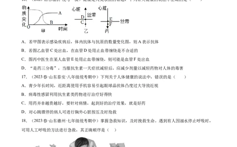 主题05人体生理与健康（第2课时）（原卷版）_6生物中考复习_2023年中考复习资料_二轮复习_2023年中考生物二轮复习讲练测