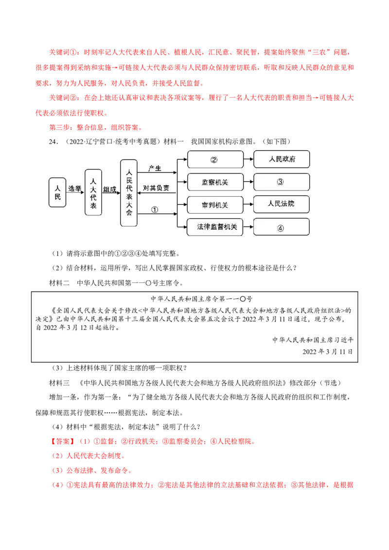专题15人民当家作主（真题演练）（解析版）_9道法中考复习_2023年中考复习资料_一轮复习_备考无忧2023年中考道德与法治一轮复习精讲课件+真题演练（部编版）