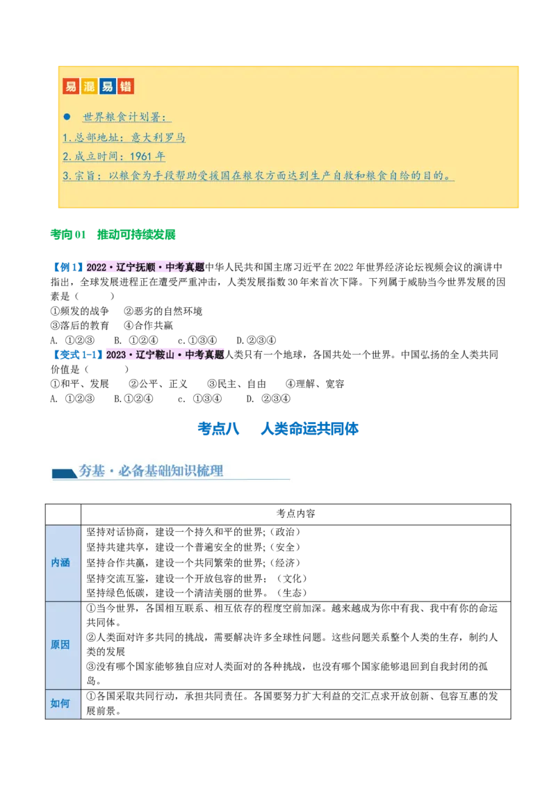 专题05我们共同的世界（讲义）（原卷版）_9道法中考复习_2024年中考复习资料_一轮复习资料_完2024年中考道德与法治一轮复习讲练测（全国通用）_配套讲义（原卷版+解析版）
