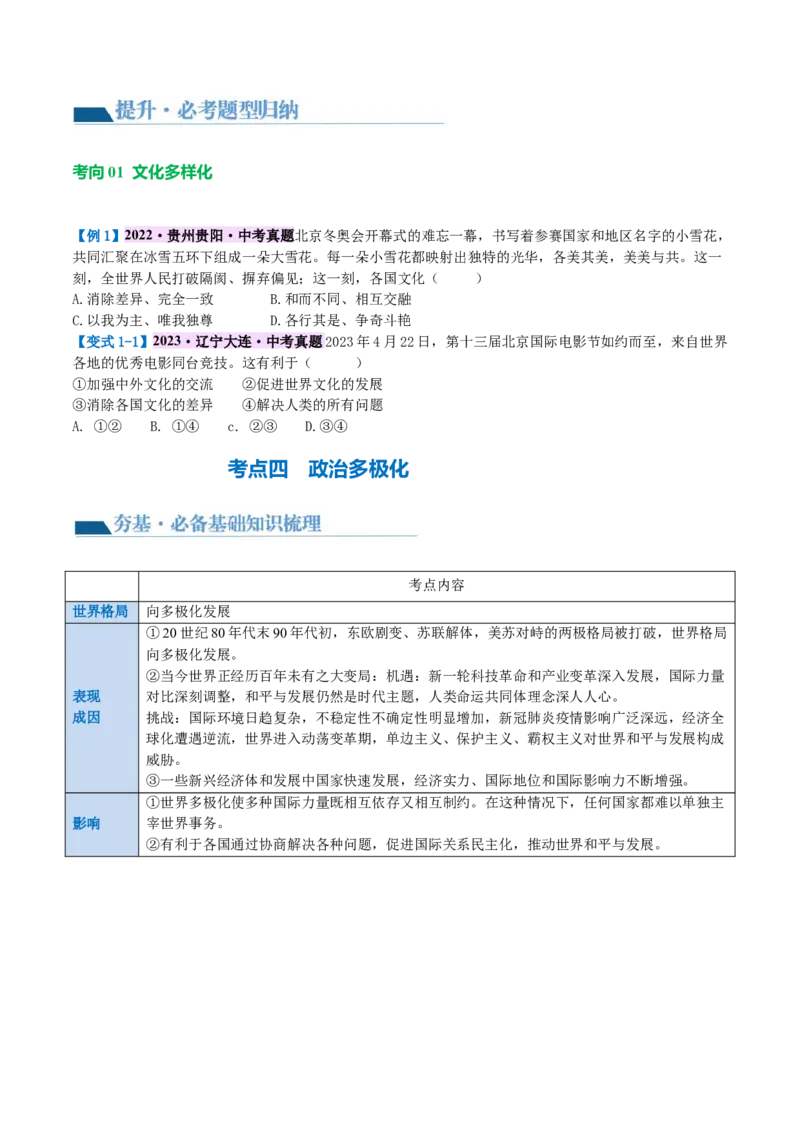 专题05我们共同的世界（讲义）（原卷版）_9道法中考复习_2024年中考复习资料_一轮复习资料_完2024年中考道德与法治一轮复习讲练测（全国通用）_配套讲义（原卷版+解析版）