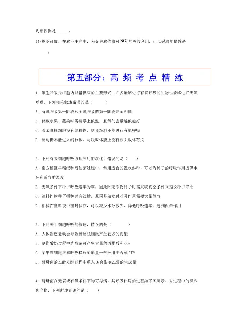 考点11细胞呼吸（核心考点讲与练）-2023年高考生物一轮复习讲练测（全国通用）（原卷版）_通用版（老高考）复习资料_2023年复习资料_一轮复习