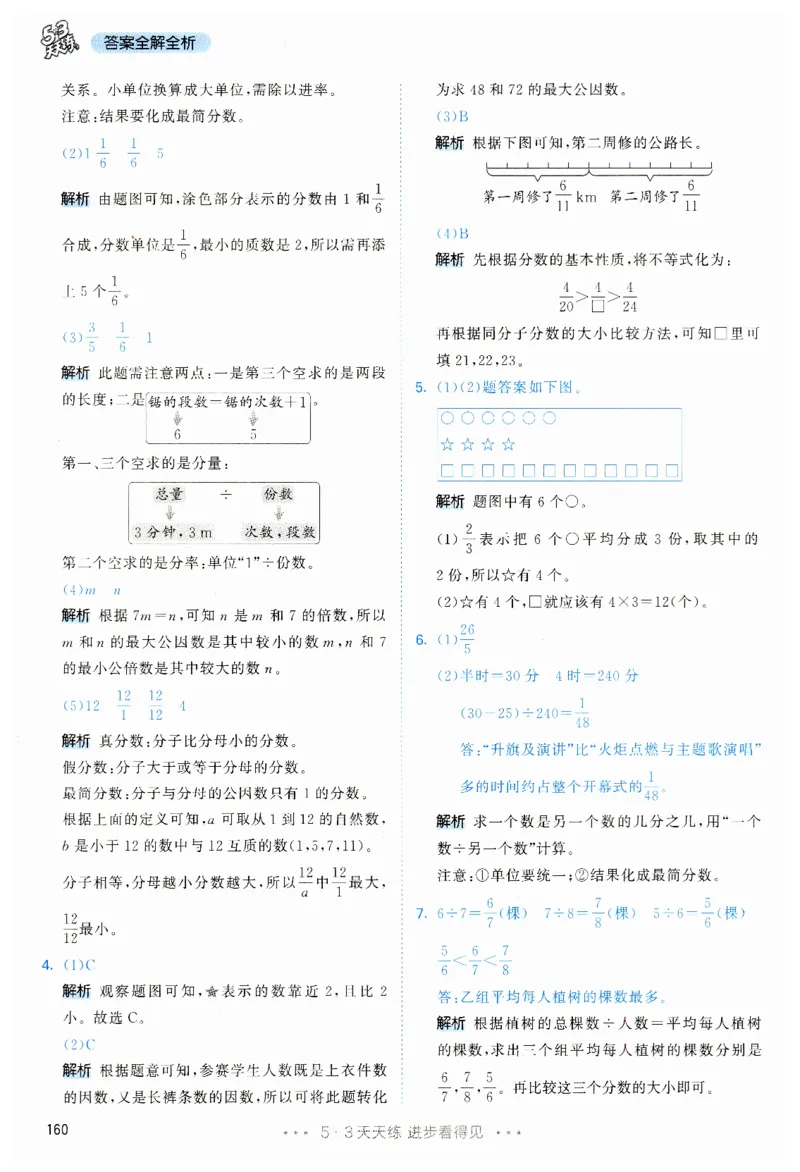 53天天练5下RJ答案_26春53小学系列合集_1-6年级数学下册人教版《53天天练》_53天天练人教数学5下