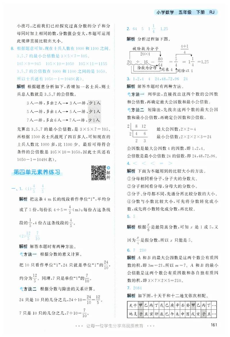 53天天练5下RJ答案_26春53小学系列合集_1-6年级数学下册人教版《53天天练》_53天天练人教数学5下