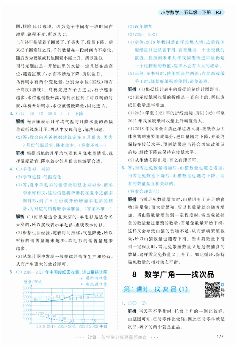 53天天练5下RJ答案_26春53小学系列合集_1-6年级数学下册人教版《53天天练》_53天天练人教数学5下