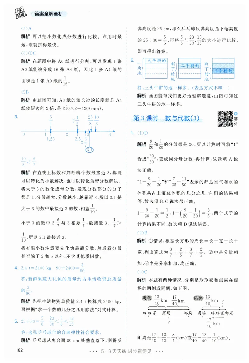 53天天练5下RJ答案_26春53小学系列合集_1-6年级数学下册人教版《53天天练》_53天天练人教数学5下