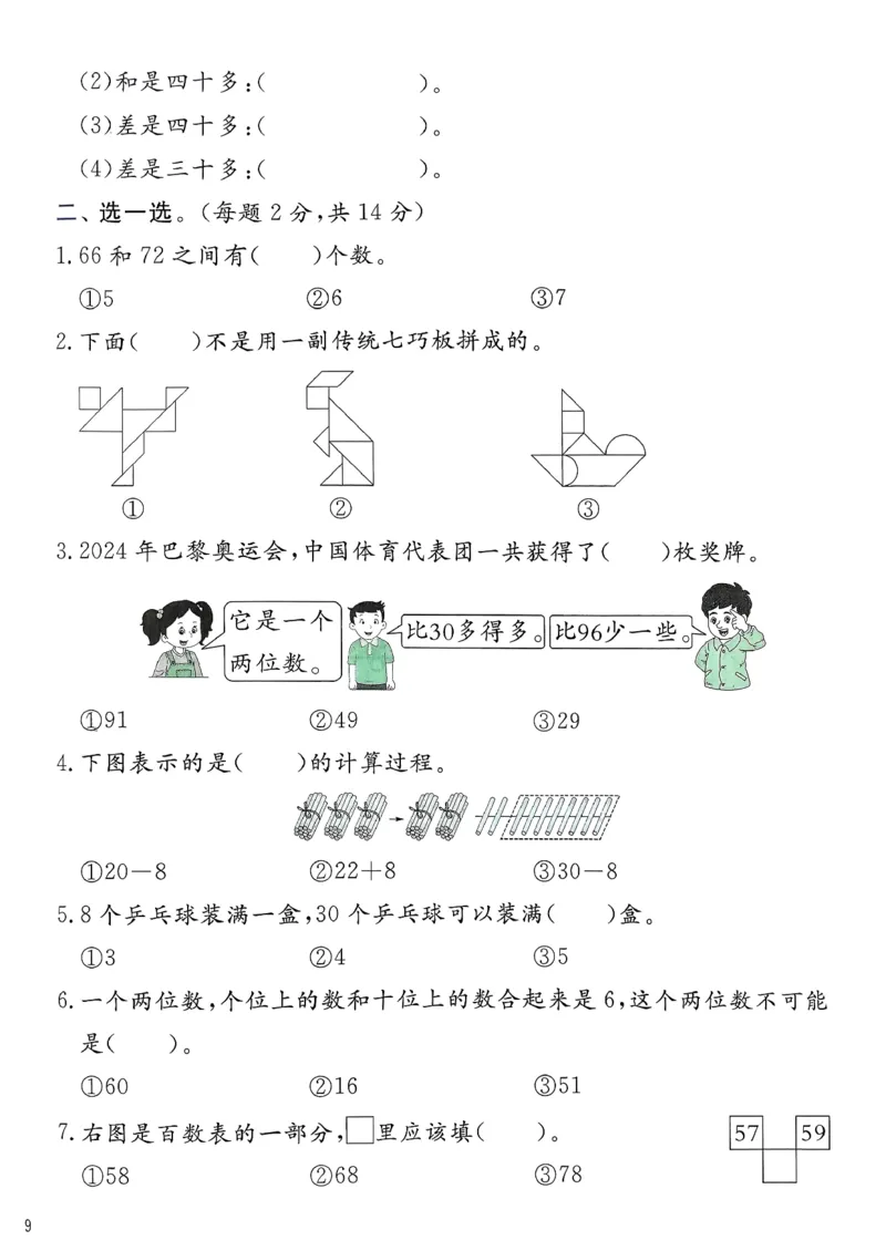 一下人教综合提优测评卷_2026春季学期_26春人教数学《实验班提优训练》1-6下_26春《实验班提优训练》人教数学1下