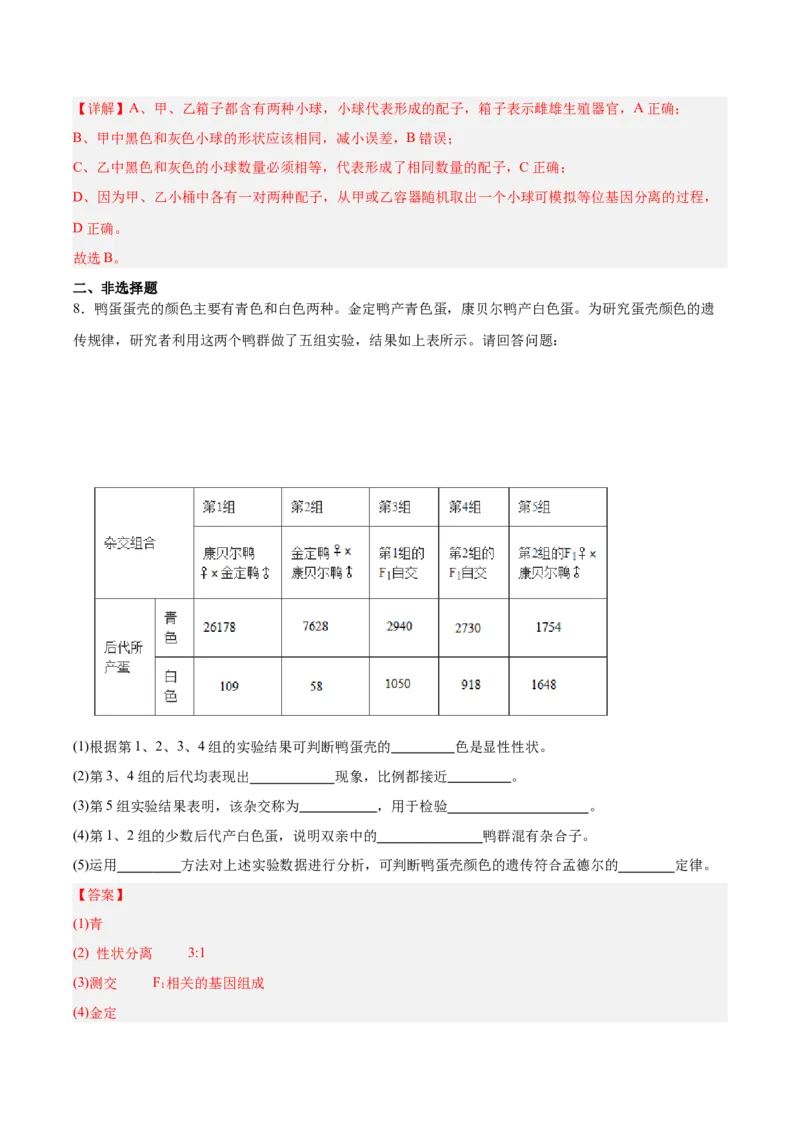 考点通关卷15基因的分离定律（解析版）_2025年新高考资料_一轮复习_2025年高考生物一轮复习考点通关卷（新高考通用）