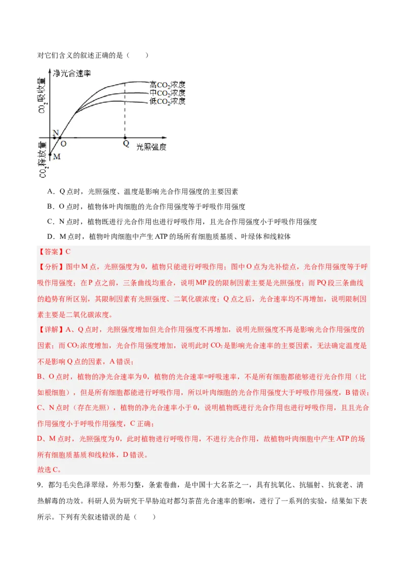 考点通关卷10光合作用（解析版）_新高考复习资料_2025年新高考资料_2025年高考生物一轮复习考点通关卷（新高考通用）