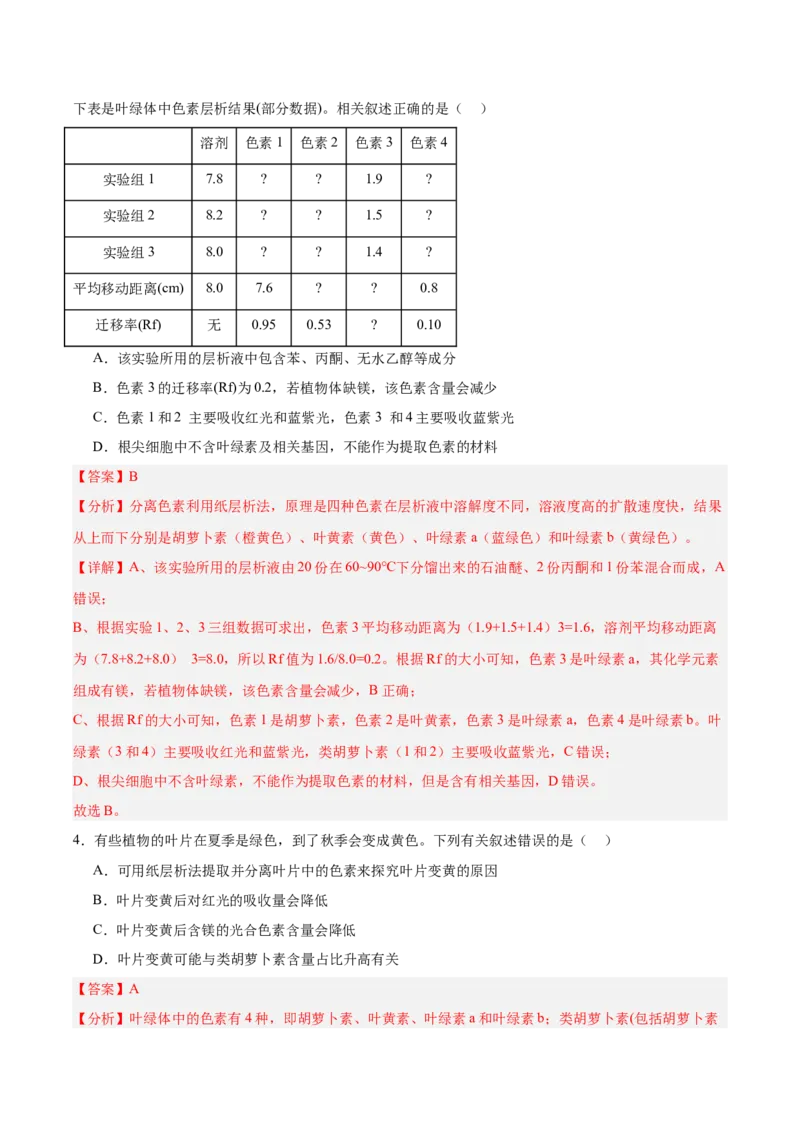 考点通关卷10光合作用（解析版）_新高考复习资料_2025年新高考资料_2025年高考生物一轮复习考点通关卷（新高考通用）