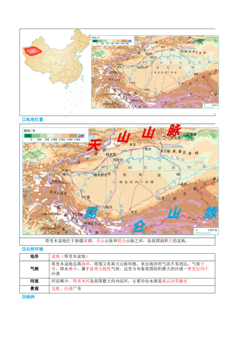 专题25西北地区和青藏地区（讲义）（原卷版）_7地理中考复习_2024年中考复习资料_一轮复习资料_❤2024年中考地理一轮复习讲练测（全国通用）_配套讲义
