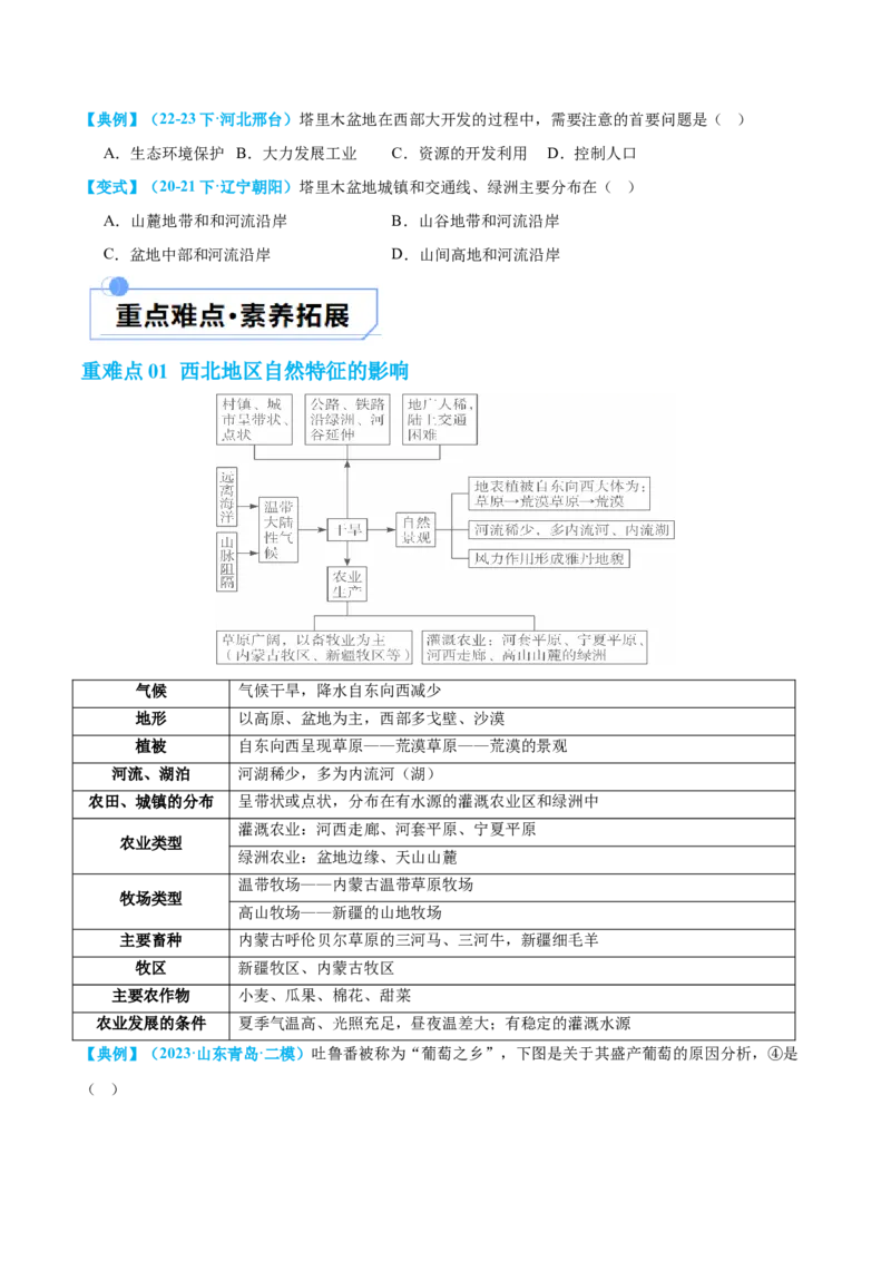 专题25西北地区和青藏地区（讲义）（原卷版）_7地理中考复习_2024年中考复习资料_一轮复习资料_❤2024年中考地理一轮复习讲练测（全国通用）_配套讲义