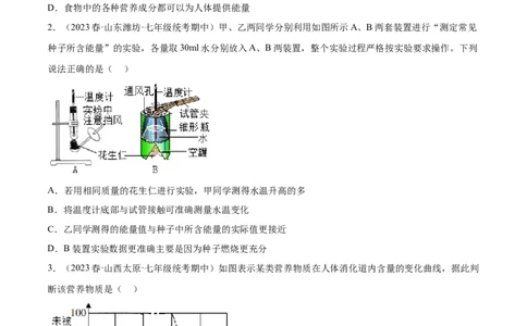 主题05人体生理与健康（第1课时）（原卷版）_6生物中考复习_2023年中考复习资料_二轮复习_2023年中考生物二轮复习讲练测