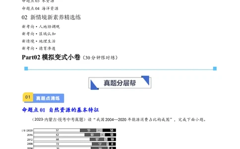 专题19中国的自然资源（好题帮）-备战2024年中考地理一轮复习考点帮（全国通用）（原卷版）_7地理中考复习_2024年中考复习资料_一轮复习资料_配套练习资料