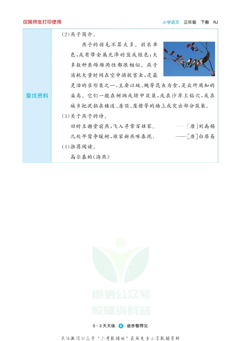 53预习单三年级下册语文部编版_26春53小学系列合集_1-6年级语文下册《53预习单》