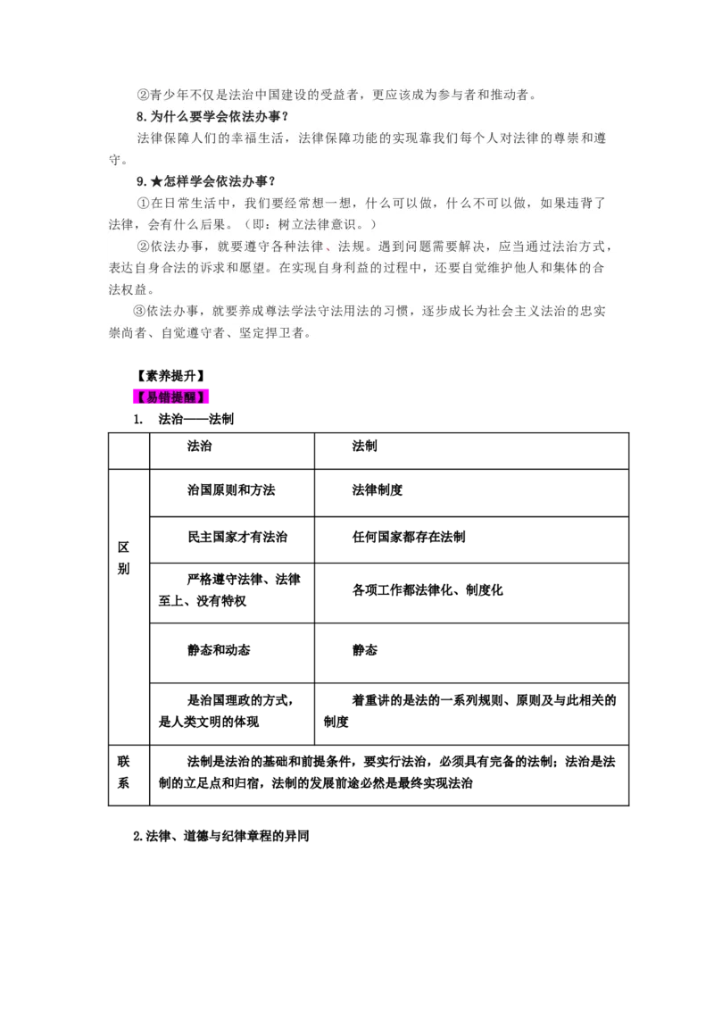 七年级道法下册-中考必备知识整理2024中考道德与法治复习6册教材常考知识集锦（部编版）_9道法中考复习_2024年中考复习资料_专项复习资料