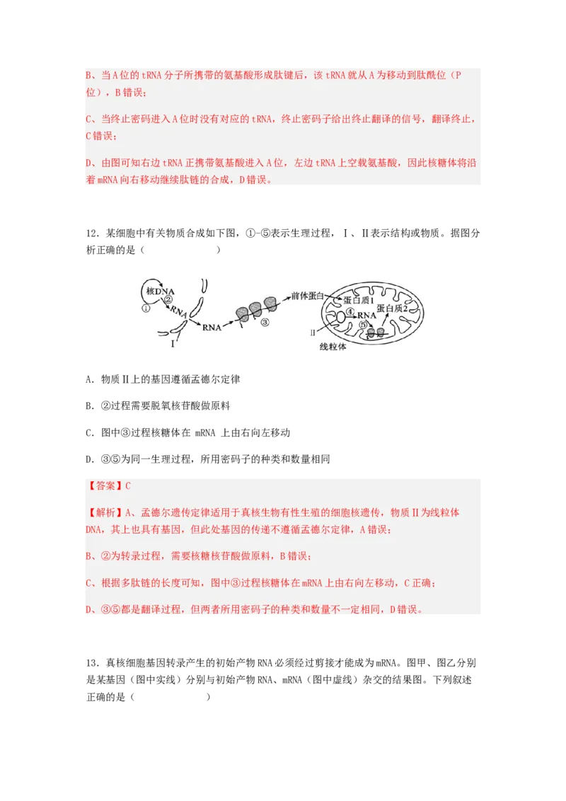 考点20基因的表达（解析版）_通用版（老高考）复习资料_2023年复习资料_一轮复习_2023年高考生物一轮复习讲练测（全国通用）