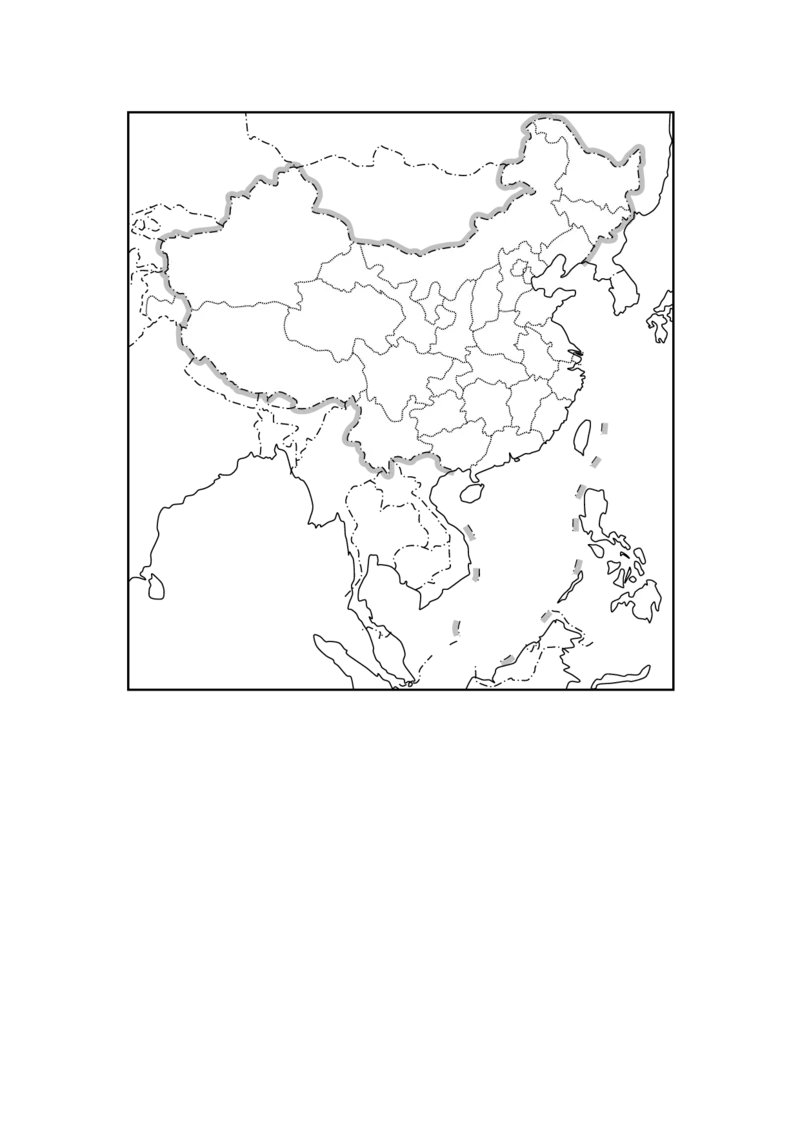 中国疆域空白图(1)_7地理中考复习_2023年中考复习资料_专项复习_备战2023中考总复习课件+学案_21.（备考2023）中考（学考）地理总复习中考各类空白（填图）
