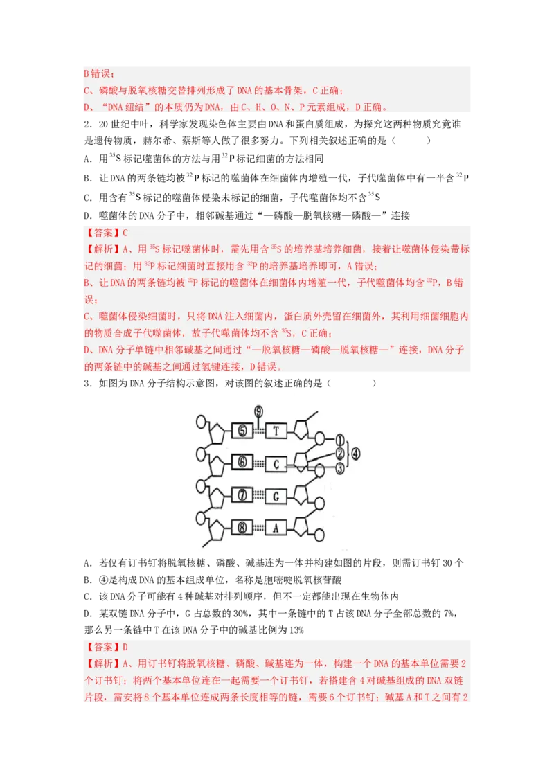 考点19DNA的分子结构、复制和基因本质（解析版）_通用版（老高考）复习资料_2023年复习资料_一轮复习_2023年高考生物一轮复习讲练测（全国通用）