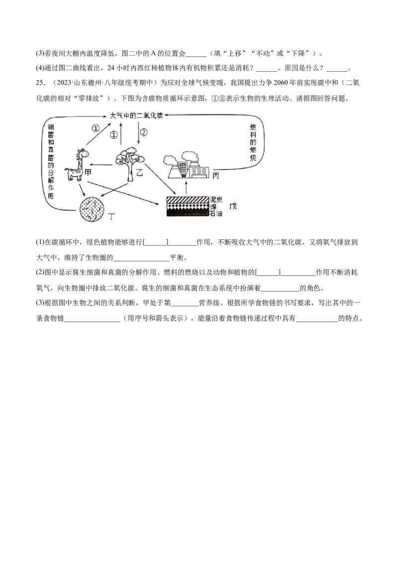 主题04植物的生活（原卷版）_6生物中考复习_2023年中考复习资料_二轮复习_2023年中考生物二轮复习讲练测_主题04植物的生活（测试）-2023年中考生物二轮复习讲练测_38943966