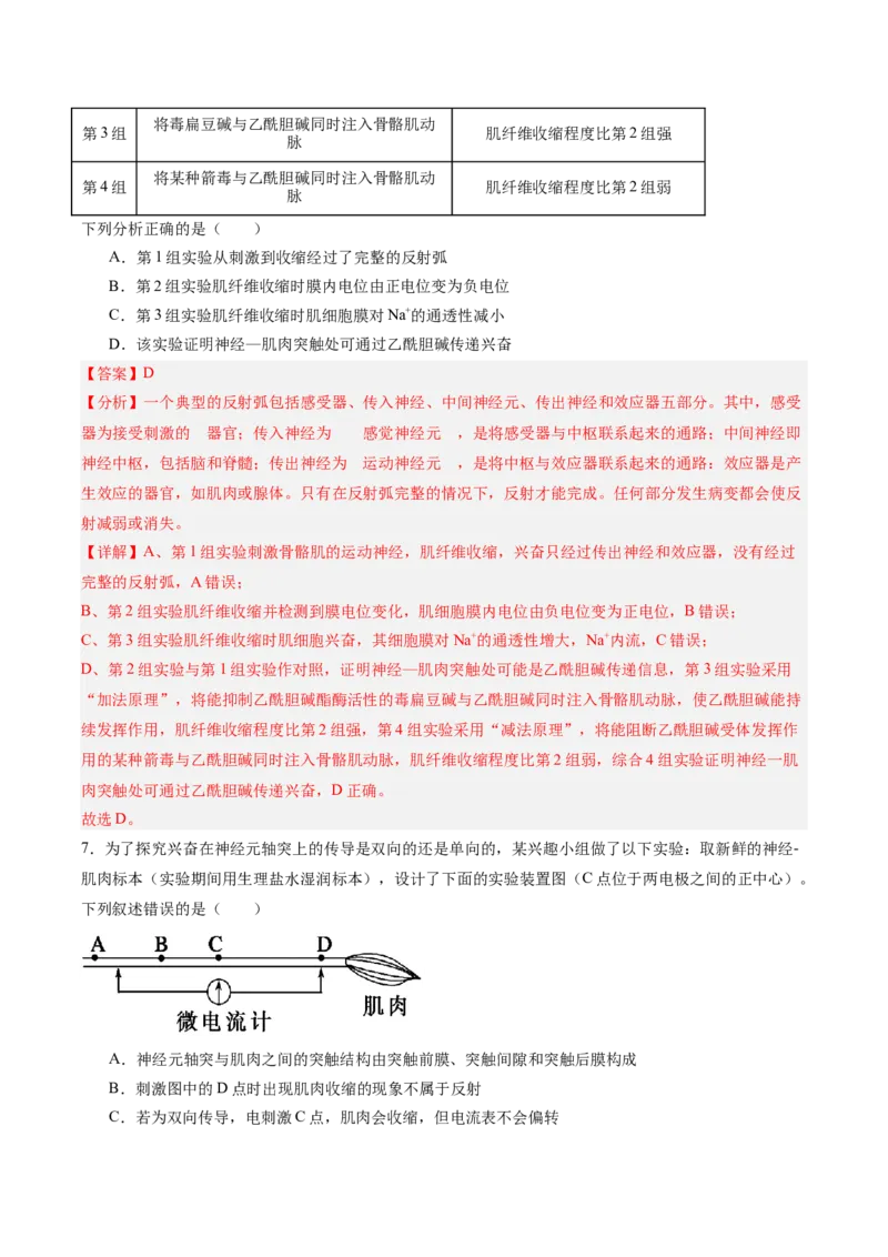 考点通关卷28动物生命活动调节的综合（解析版）_2025年新高考资料_一轮复习_2025年高考生物一轮复习考点通关卷（新高考通用）