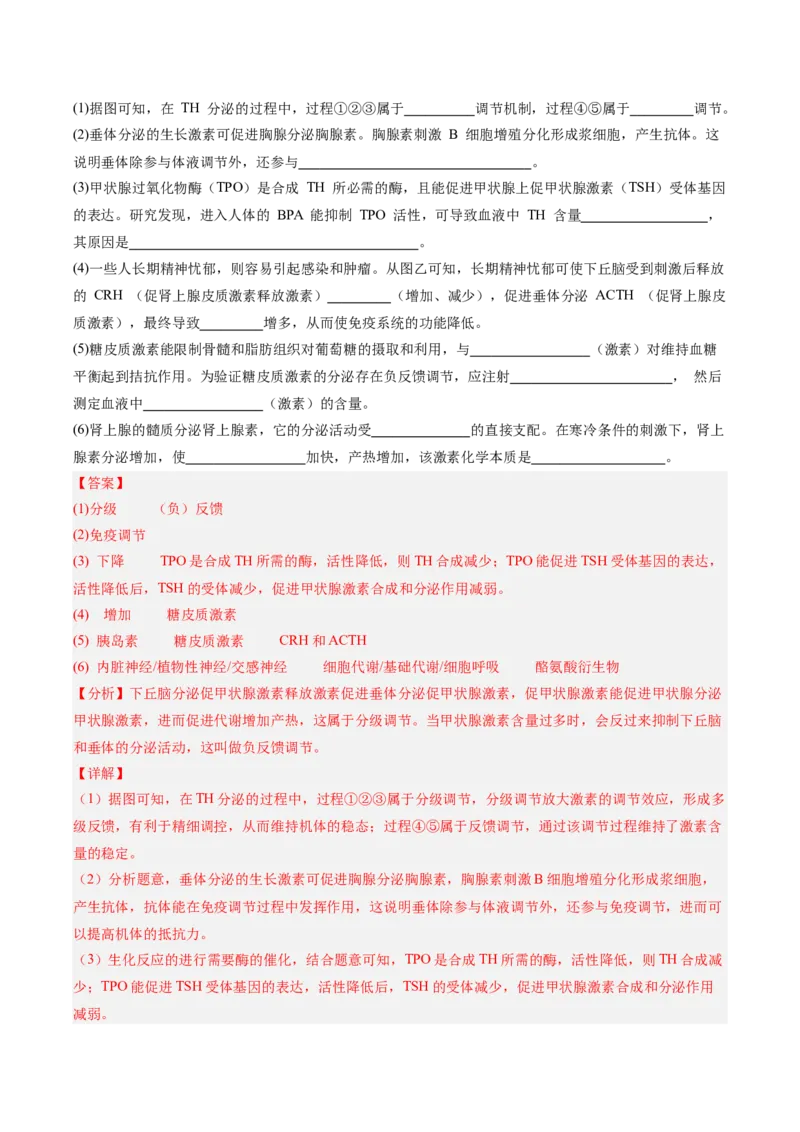 考点通关卷28动物生命活动调节的综合（解析版）_2025年新高考资料_一轮复习_2025年高考生物一轮复习考点通关卷（新高考通用）