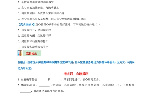 名师导航专题12人体内物质的运输--2026年中考生物一轮复习学案（原卷版）_6生物中考复习_2026年中考复习（更新中）_2026年中考生物一轮复习学案（原版卷+解析版）