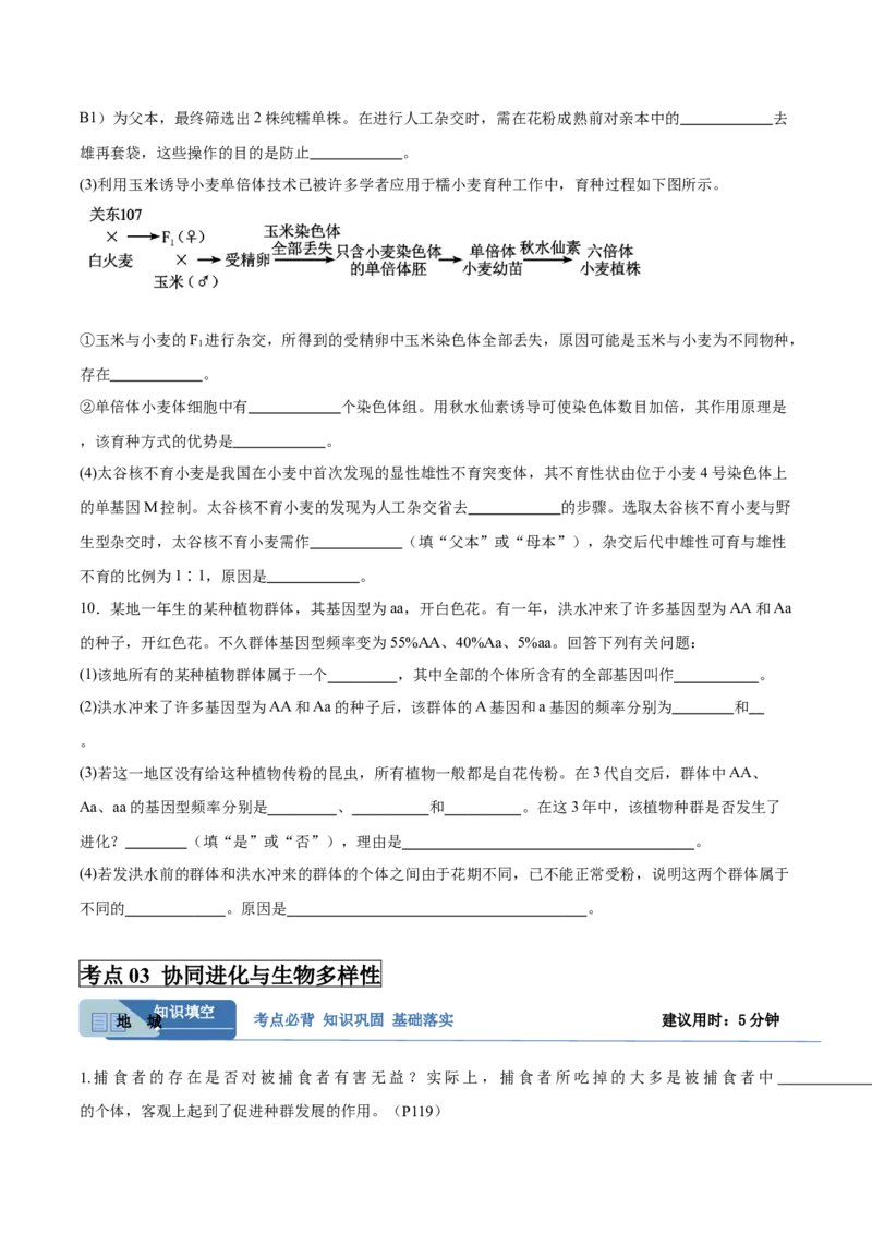 考点通关卷23生物的进化（原卷版）_2025年新高考资料_一轮复习_2025年高考生物一轮复习考点通关卷（新高考通用）