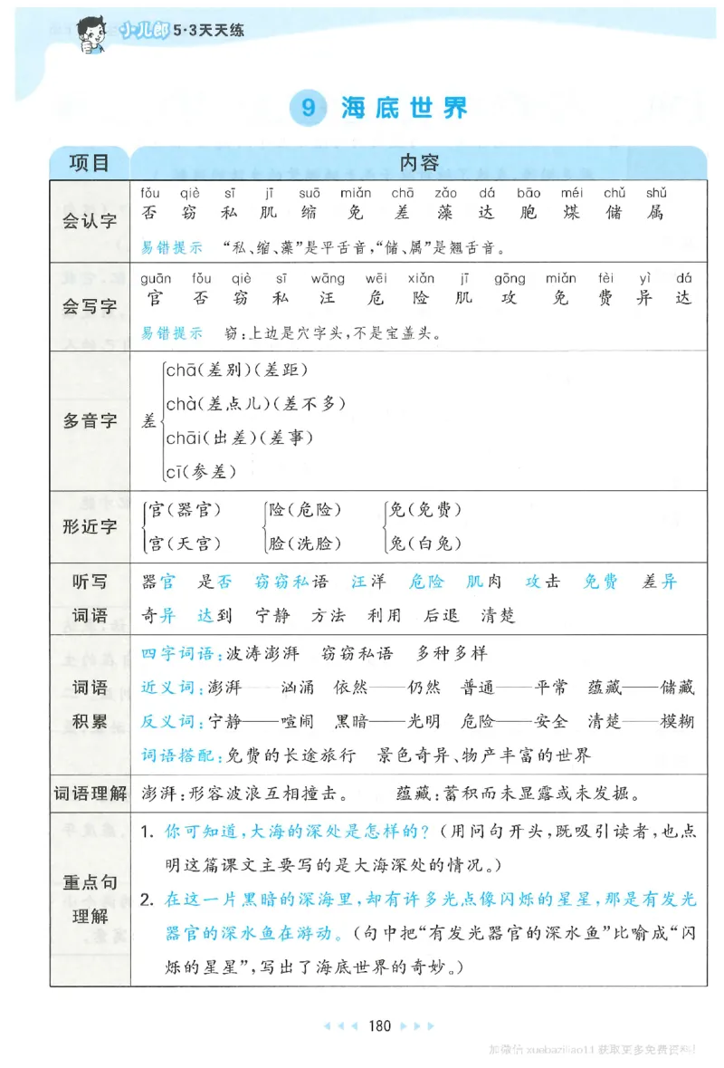 三年级语文下册人教版26春《53天天练》课堂笔记_2026春季学期_26春53天天练_26春53天天练语文1-6下完整版全套_三年级语文下册人教版26春《53天天练》