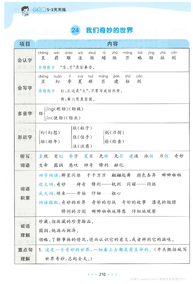 三年级语文下册人教版26春《53天天练》课堂笔记_2026春季学期_26春53天天练_26春53天天练语文1-6下完整版全套_三年级语文下册人教版26春《53天天练》