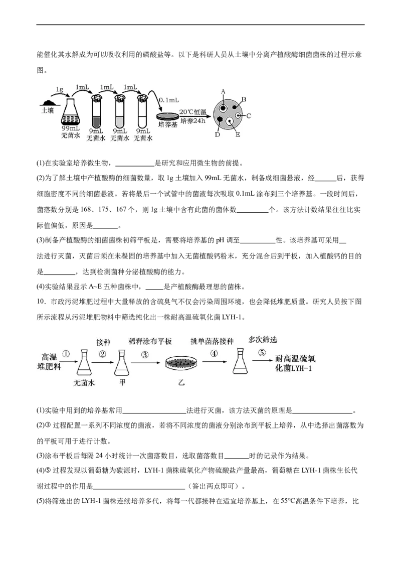 考点通关卷35发酵工程（原卷版）_新高考复习资料_2024年新高考复习资料_一轮复习资料_完2024年高考生物一轮复习考点通关卷（新高考）_考点通关卷35发酵工程