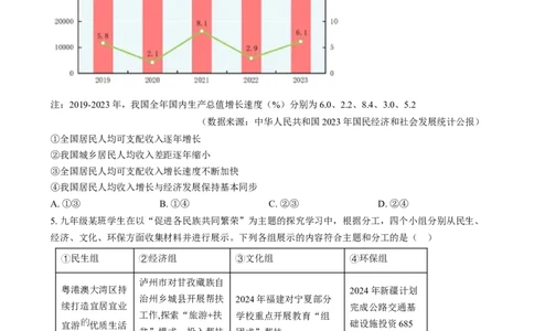 精品解析：2024年四川省泸州市中考道德与法治真题（原卷版）_new_9道法中考复习_2025中考复习资料_中考真题（近三年）_2024年中考政治真题