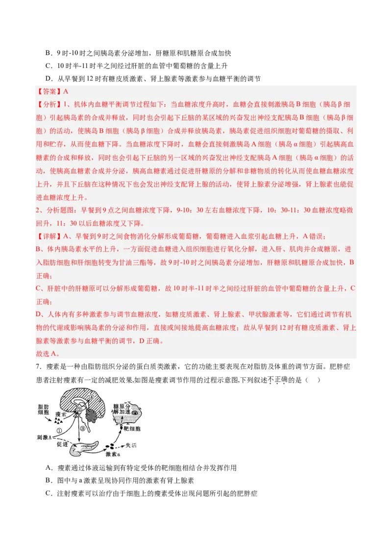 考点通关卷26体液调节（解析版）_2025年新高考资料_一轮复习_2025年高考生物一轮复习考点通关卷（新高考通用）