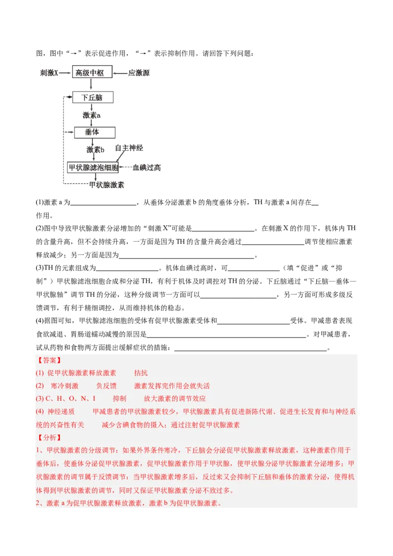 考点通关卷26体液调节（解析版）_2025年新高考资料_一轮复习_2025年高考生物一轮复习考点通关卷（新高考通用）