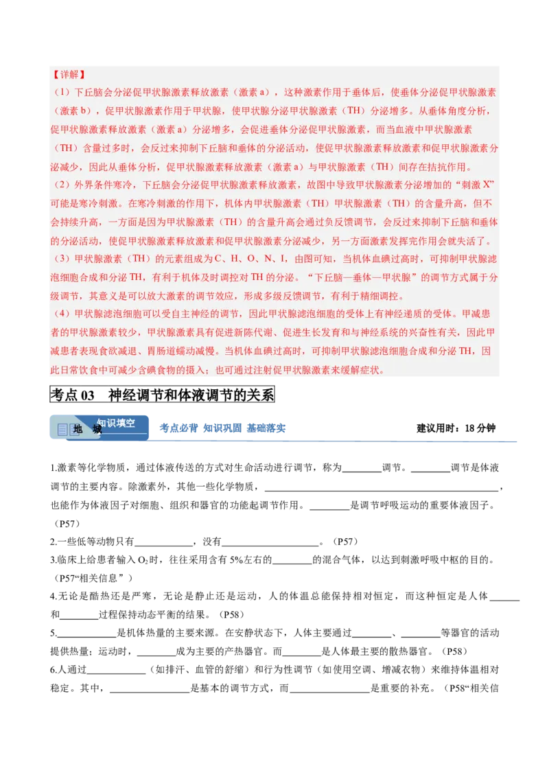 考点通关卷26体液调节（解析版）_2025年新高考资料_一轮复习_2025年高考生物一轮复习考点通关卷（新高考通用）
