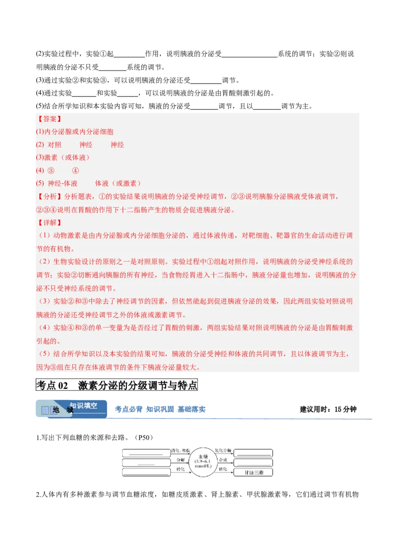 考点通关卷26体液调节（解析版）_2025年新高考资料_一轮复习_2025年高考生物一轮复习考点通关卷（新高考通用）
