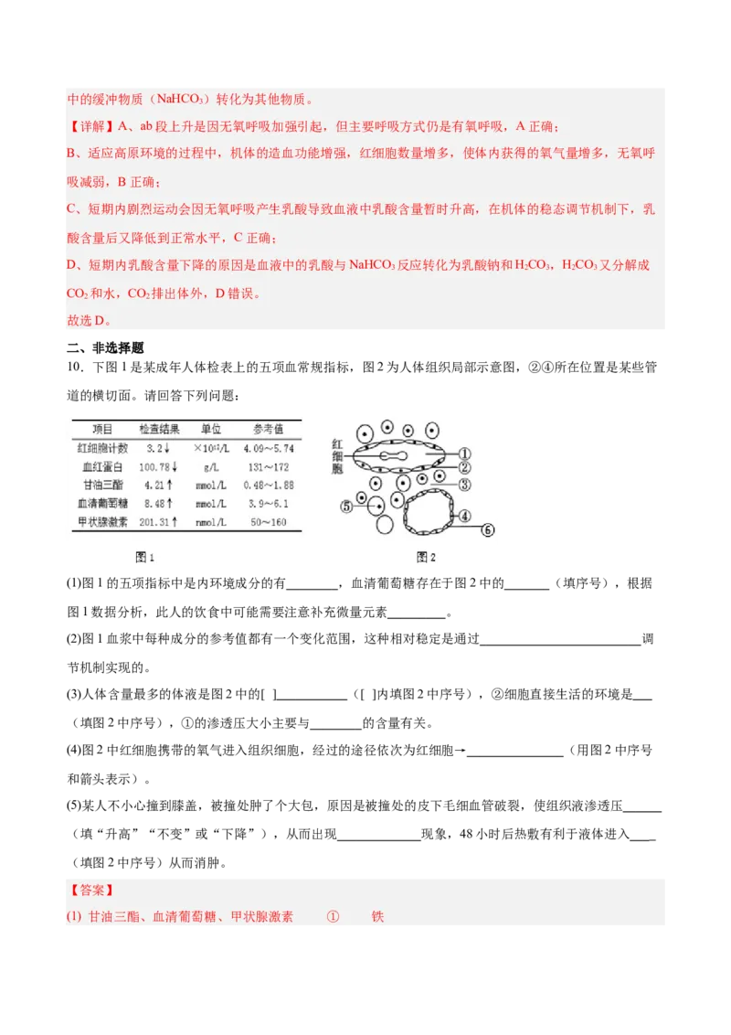 考点通关卷24内环境与稳态（解析版）_2025年新高考资料_一轮复习_2025年高考生物一轮复习考点通关卷（新高考通用）