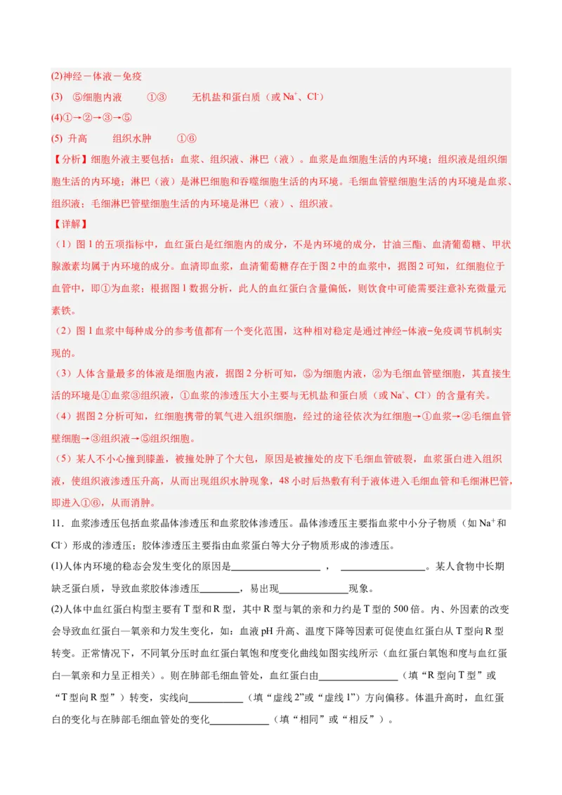 考点通关卷24内环境与稳态（解析版）_2025年新高考资料_一轮复习_2025年高考生物一轮复习考点通关卷（新高考通用）
