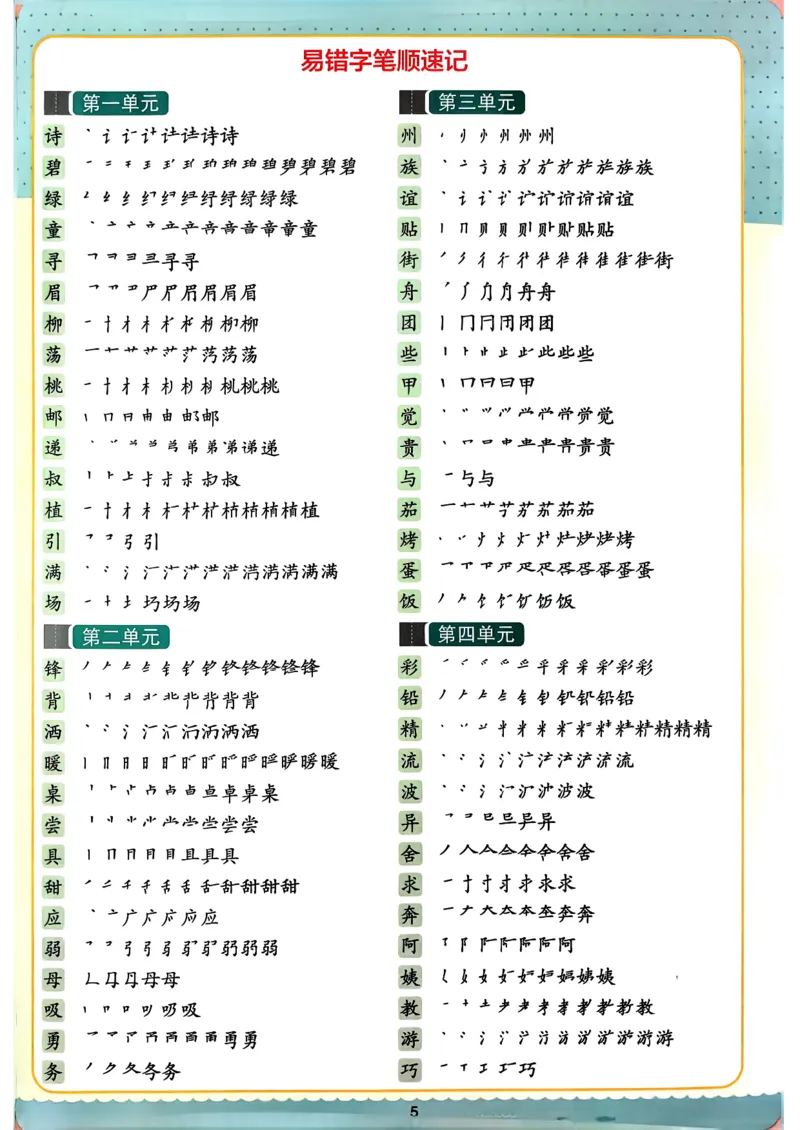 二下语文知识速记卡_26春《小学学霸作业本》_26春学霸作业本语文1-6_26春《小学学霸作业本》语文2下