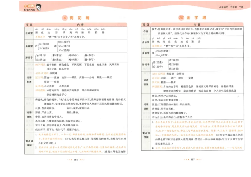 五年级语文下册人教版26春《53天天练》课堂笔记_2026春季学期_26春53天天练_26春53天天练语文1-6下完整版全套_五年级语文下册人教版26春《53天天练》