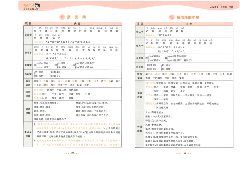 五年级语文下册人教版26春《53天天练》课堂笔记_2026春季学期_26春53天天练_26春53天天练语文1-6下完整版全套_五年级语文下册人教版26春《53天天练》
