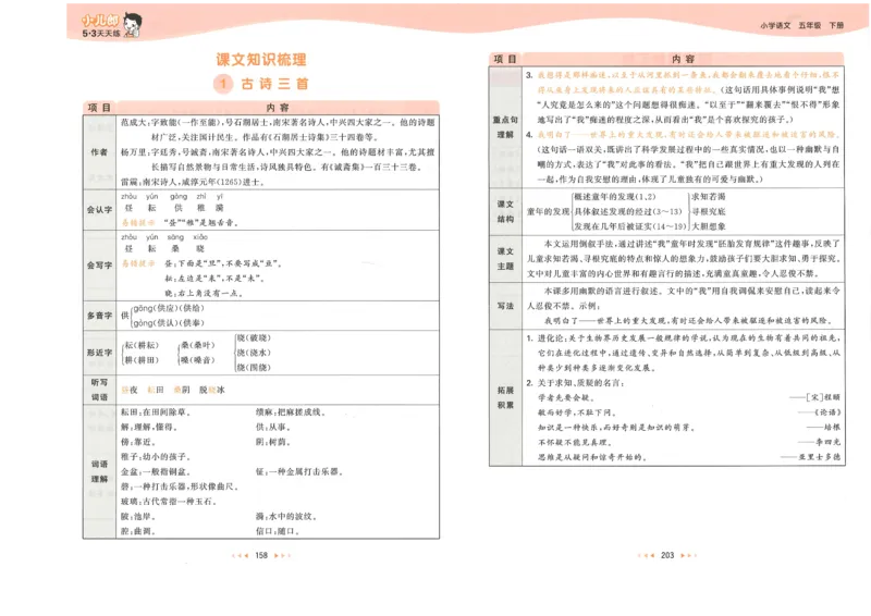 五年级语文下册人教版26春《53天天练》课堂笔记_2026春季学期_26春53天天练_26春53天天练语文1-6下完整版全套_五年级语文下册人教版26春《53天天练》