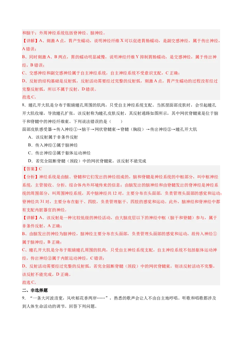 考点通关卷25神经调节（解析版）_2025年新高考资料_一轮复习_2025年高考生物一轮复习考点通关卷（新高考通用）_考点通关卷25神经调节-2025年高考生物一轮复习考点通关卷（新高考通用）