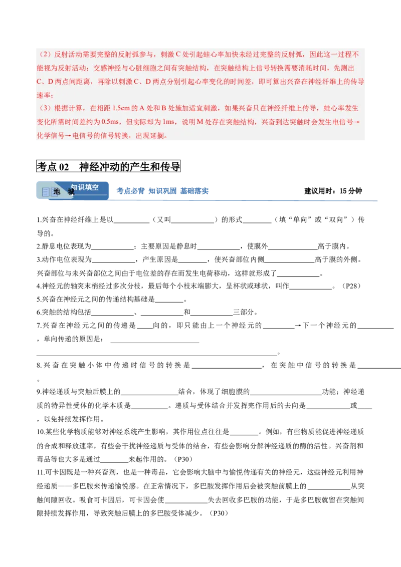 考点通关卷25神经调节（解析版）_2025年新高考资料_一轮复习_2025年高考生物一轮复习考点通关卷（新高考通用）_考点通关卷25神经调节-2025年高考生物一轮复习考点通关卷（新高考通用）