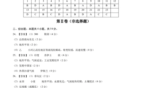 地理（天津卷）（参考答案）_7地理中考复习_赠送：2025中考模拟题_2025年地理一模_地理（天津卷）-2025年中考第一次全真模拟题_地理（天津卷）-2025年中考第一次全真模拟题