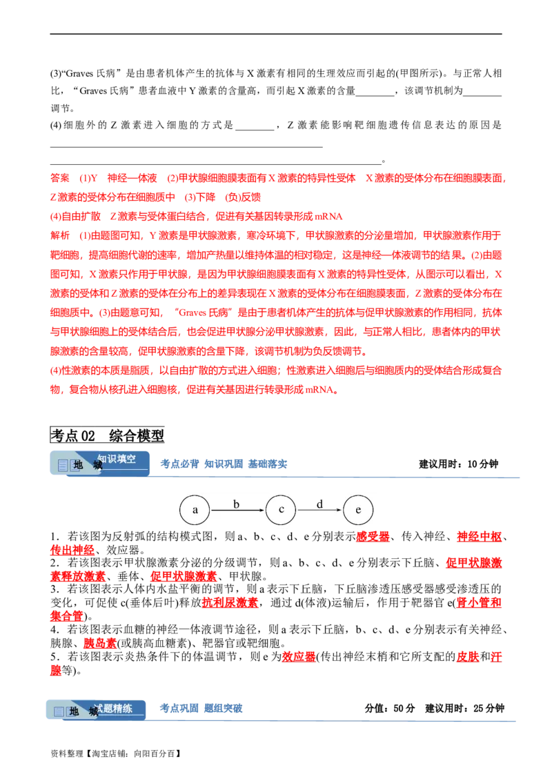 考点通关卷29动物生命活动调节的综合（解析版）_新高考复习资料_2024年新高考复习资料_一轮复习资料_完2024年高考生物一轮复习考点通关卷（新高考）
