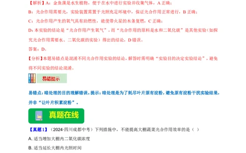 名师导航专题07绿色植物的光合作用--2026年中考生物一轮复习学案（解析版）_6生物中考复习_2026年中考复习（更新中）_2026年中考生物一轮复习学案（原版卷+解析版）