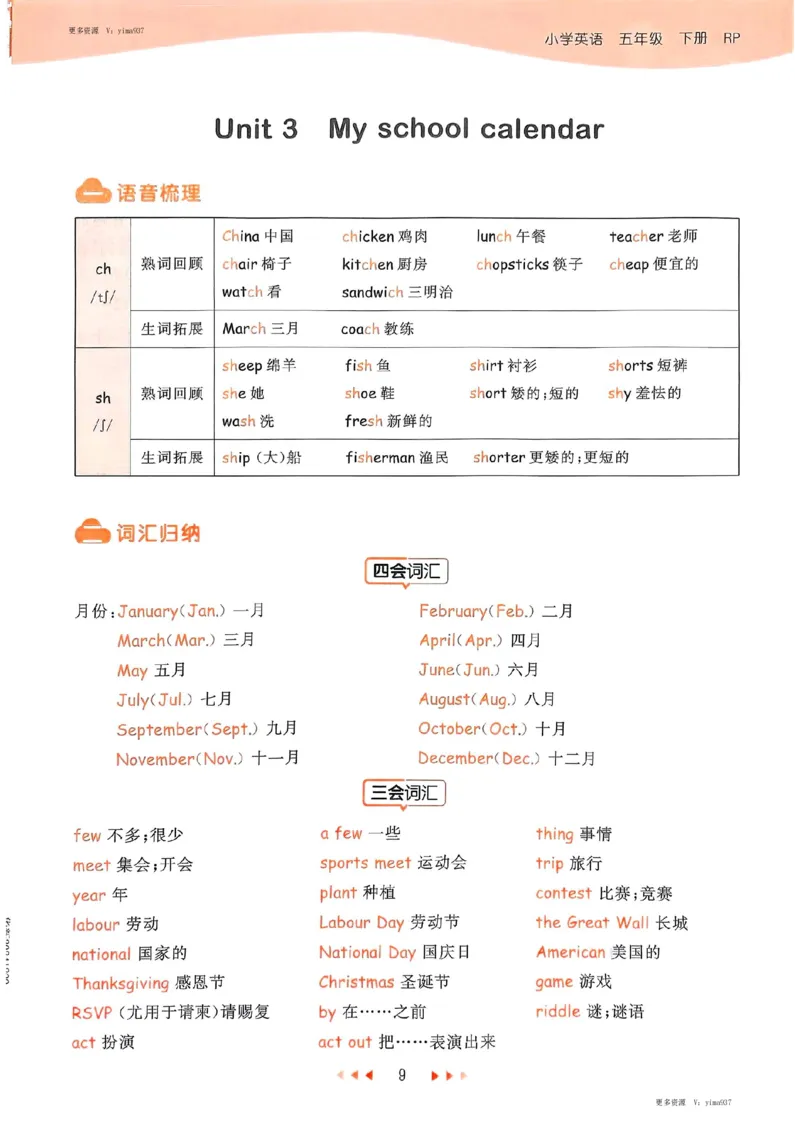 五年级英语下册人教PEP版25春《53天天练》知识清单_26春53小学系列合集_4-6年级英语下册人教PEP版《53天天练》_五年级英语下册人教PEP版25春《53天天练》