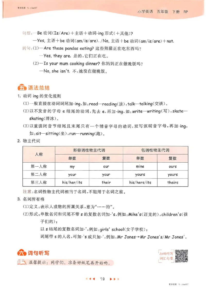 五年级英语下册人教PEP版25春《53天天练》知识清单_26春53小学系列合集_4-6年级英语下册人教PEP版《53天天练》_五年级英语下册人教PEP版25春《53天天练》